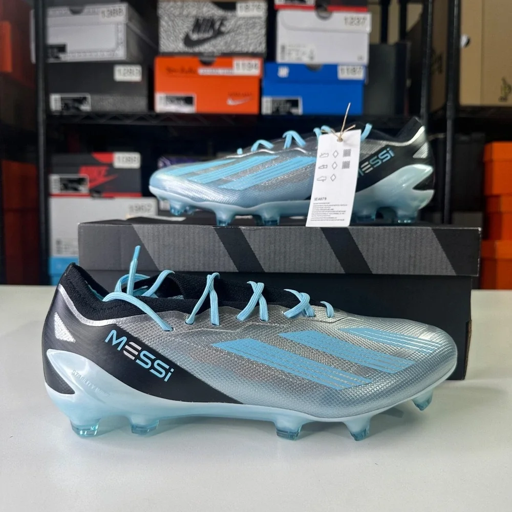 Men's Adidas X Crazyfast Messi.1 FG Soccer Cleats Blue Silver IE4079 Size 13